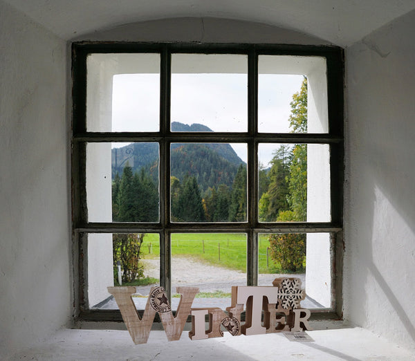 LB H&F Weihnachtsdeko Schriftzug Winter zum hinstellen Holz Natur Winterdeko Holzaufsteller Winterschriftzug