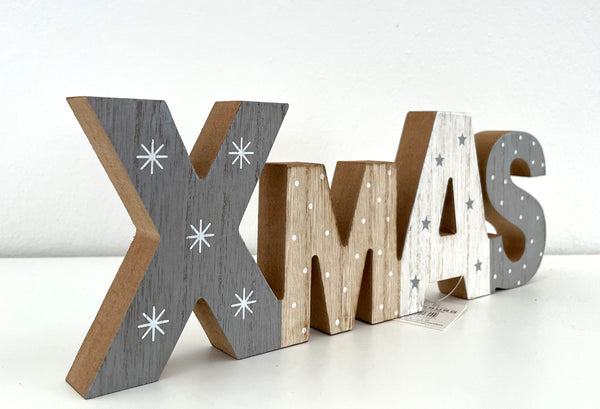LB H&F Weihnachtsdeko Schriftzug XMAS zum hinstellen Holz Holzaufsteller Weihnachten Christmas