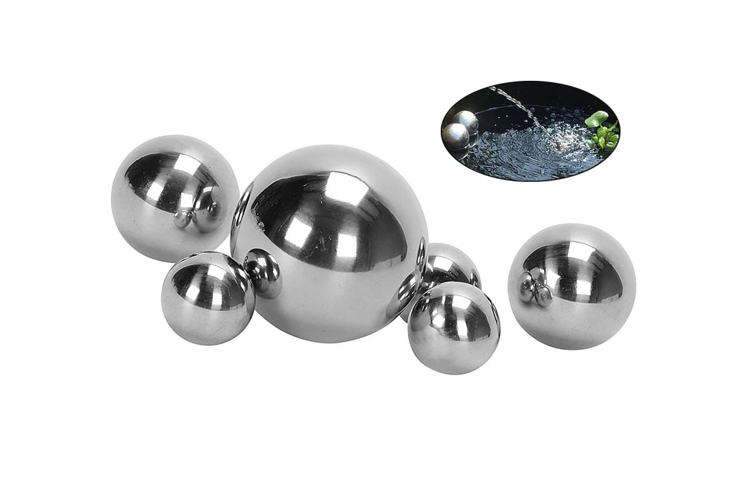 6 Stück Schwimmkugel Dekokugel Teichdeko Gartenkugel Set Silber Chromkugel Rosenkugel rostfrei frostsicher und wetterfest Edelstahl