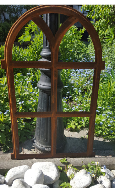 Lilienburg Stallfenster Rost-Optik 70x43 cm Groß massives Eisen mit Oberlicht/Rundbogen