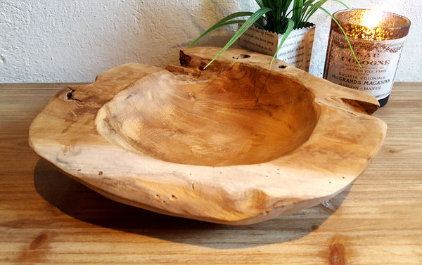 LB H&F Teakschale Dekoschale Holzschale Teak Schale Obstschale Schmuckschale ca. Ø 30 cm massiv