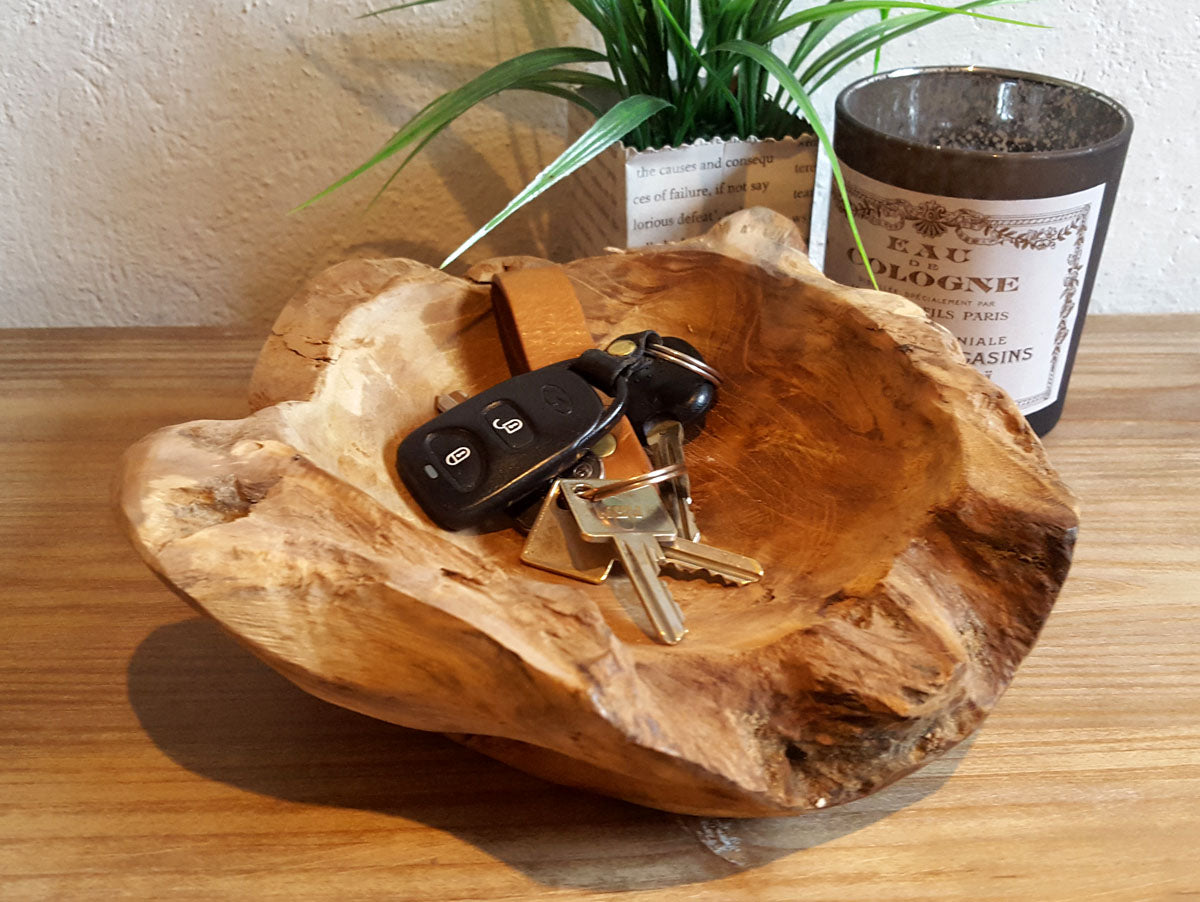LB H&F Teakschale Dekoschale Holzschale Teak Schale Obstschale Schmuckschale ca. Ø 30 cm massiv