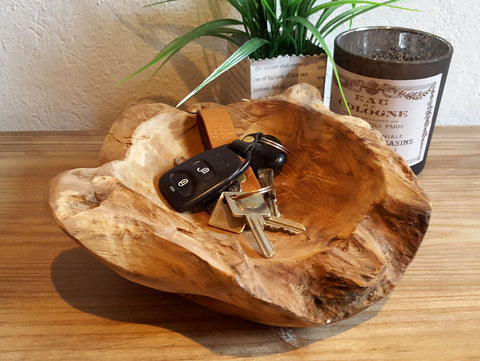 LB H&F Teakschale Dekoschale Holzschale Teak Schale Obstschale Schmuckschale ca. Ø 30 cm massiv