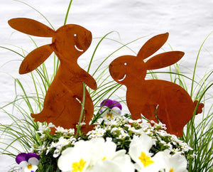LB H&F Osterstecker Osterhase Rostsstecker Rost Deko Frühling Osterdeko Metall Gartenstecker Mix (Hasen Set)