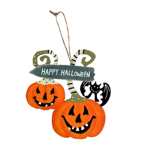 LB H&F Lilienburg Türhänger Halloween Tür Halloweenanhänger Halloweendeko Kürbis aus Holz/Fledermaus Herbst Herbstdeko