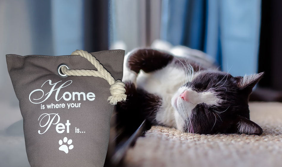 Lilienburg Türstopper schwer Stoff Sack Vintage Grau " Home is where your Pet is... " TIER