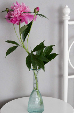 LB H&F Blumenvase Vase Glasvase recyceltem Glas 23 cm hoch Tischvase Modern schlank Deko