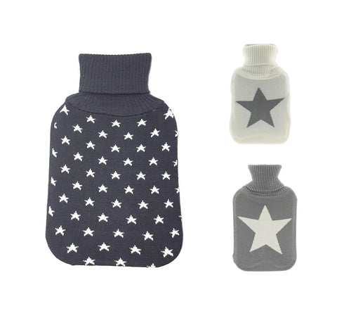 Wärmflasche 1,8 Liter Stern grau von Lilienburg/Frosch inkl. weißer Flasche Modern Design Dunkelgrau - Sterne