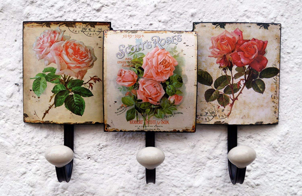 LB H&F Lilienburg Garderobe Wandgarderobe Hakenleiste Metall 3er 35cm Groß Kleiderhaken Rosen