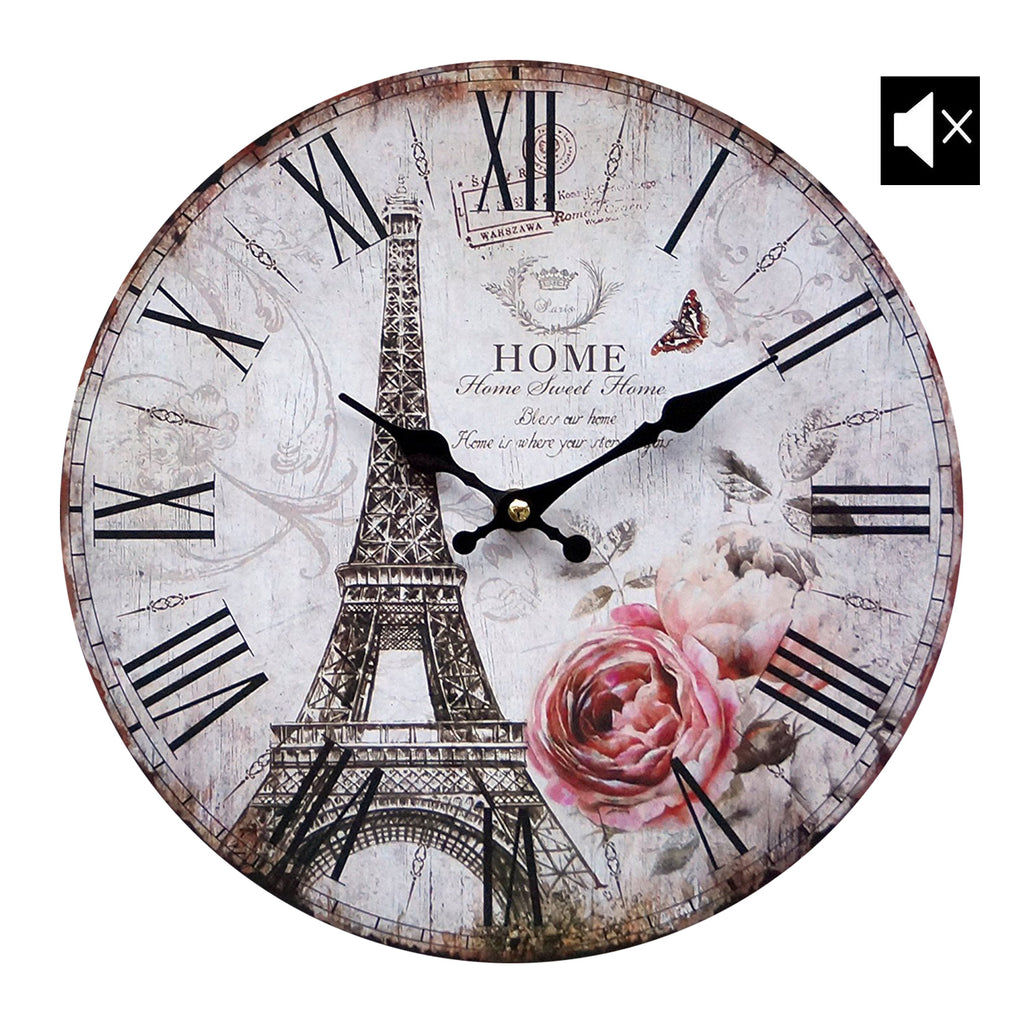 Lilienburg Wanduhr von LB H&F Vintage Küchenuhr weiß schwarz - mit lautlosem Uhrwerk - kein Ticken